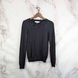 La Nouvelle Renaissance Sweater XS Women Black Jewel Gem Pullover Top Shirt